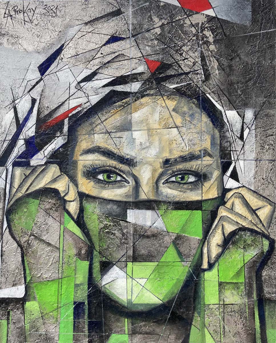 Laprokay: Green is the hope / Acryl, Öl auf Leinwand, 100x80cm, 2021 Laprokay: Green is the hope / Acryl, Öl auf Leinwand, 100x80cm, 2021