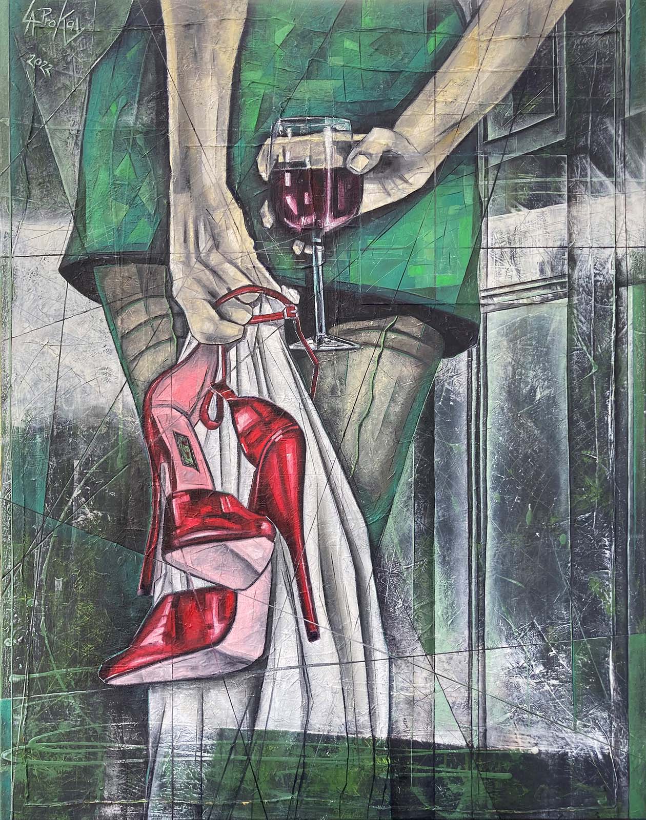 Laprokay: Walk the Line / Mischtechnik auf Leinwand, 140 x 110 cm,2022 Image: Laprokay