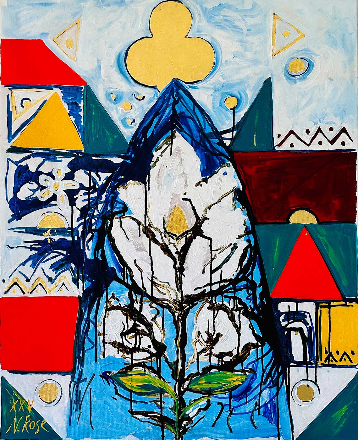 Natalia Rose: Celebration of Spring / Acrylic and Gold Leaf on canvas, 100x80 cm, 2025 Image: Natalia Rose