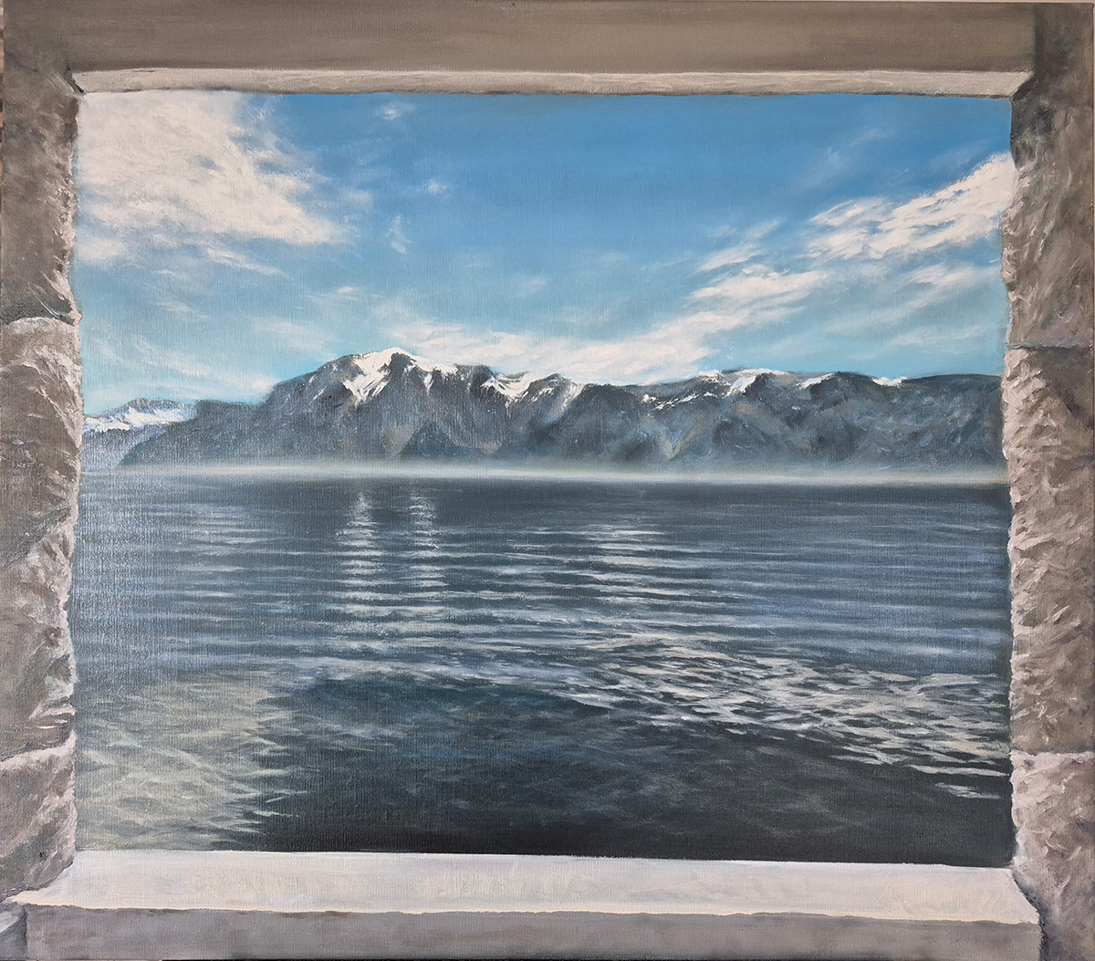 Bettina Aubermann: La fenêtre du Corbusier / Oil on canvas, 80x70cm, 2026 Image: Bettina Aubermann