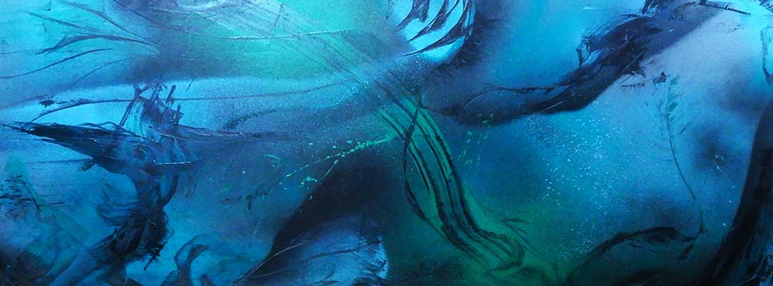 Sandro Zanola: Blaue Fantasie (Blue Fantasy) / Oil on wood, 110x40cm, 2025 Image: Sandro Zanola